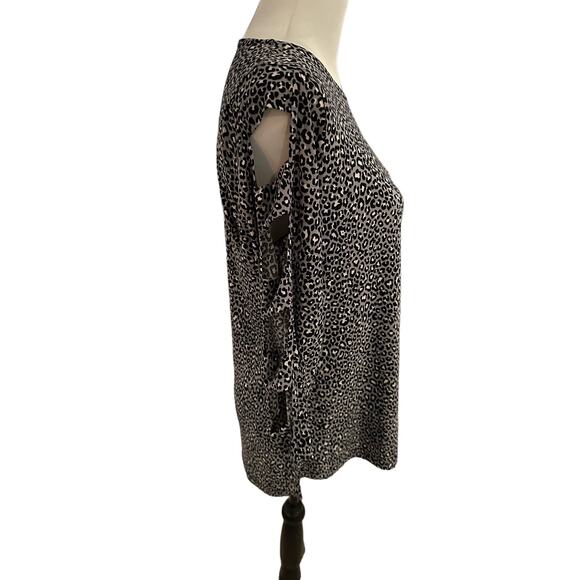 Anne Klein Gray Black White 3/4 Sleeve Top Medium - Picture 2 of 3